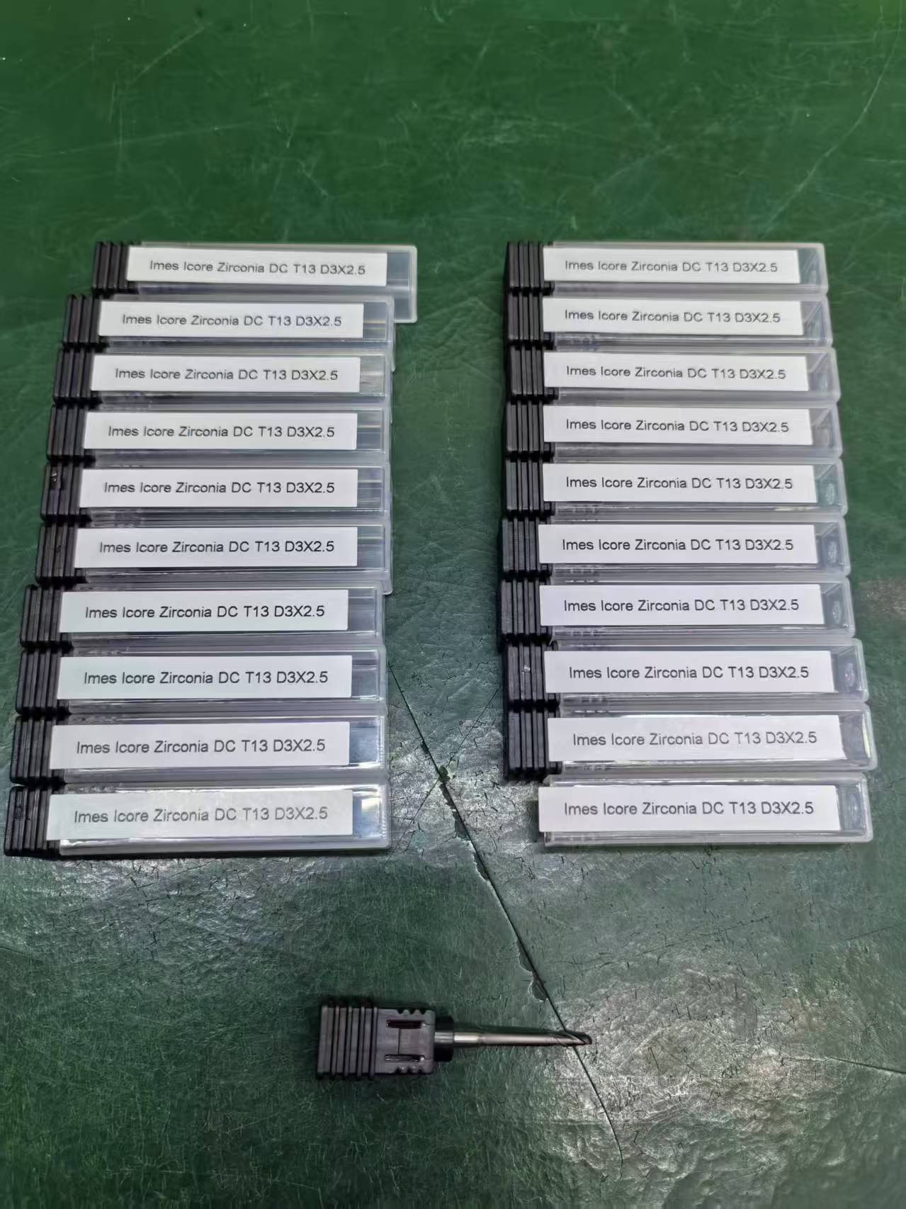 Dental milling burs prepared for dispatch